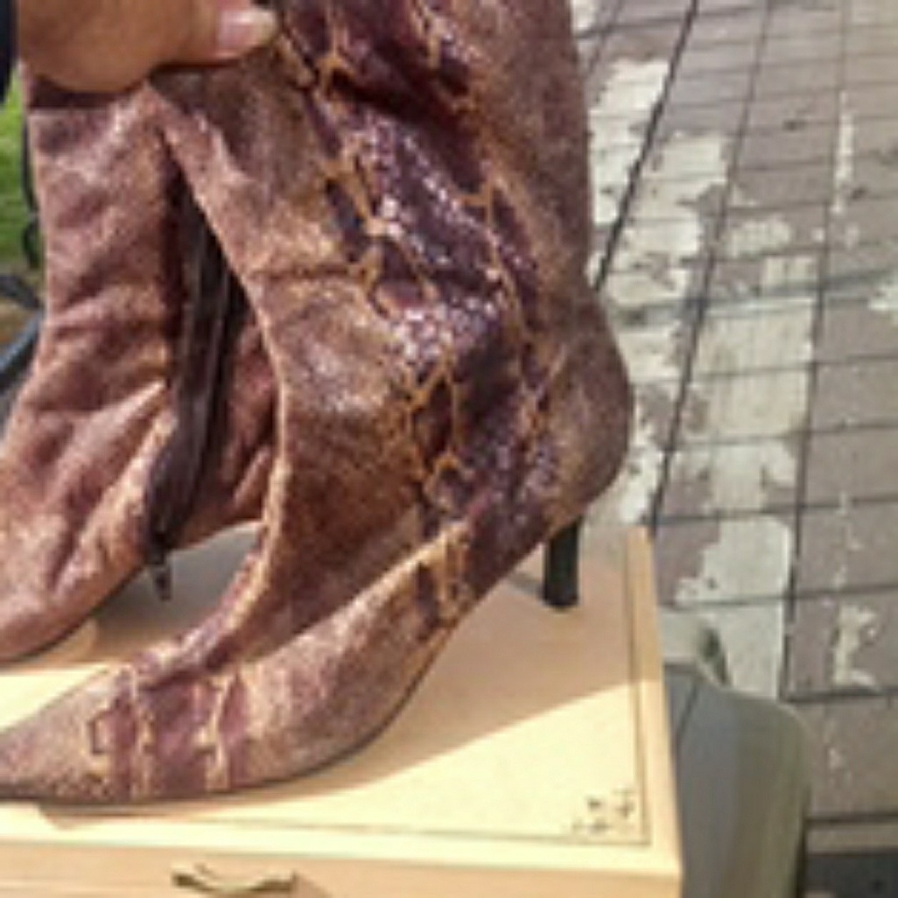 Snakeskin 2 inch heel boots
